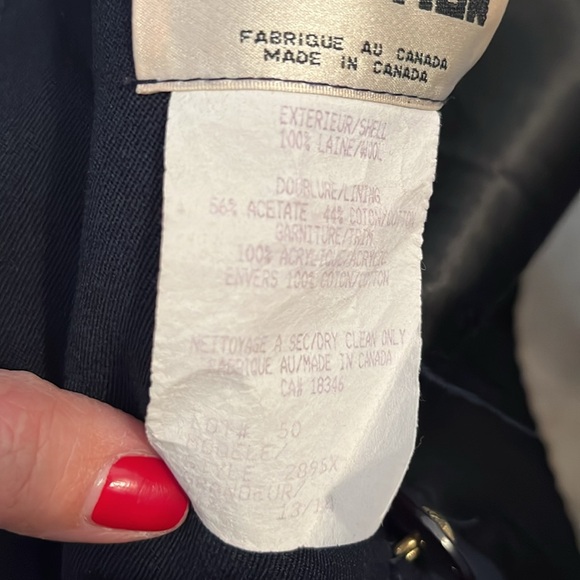 Vintage Xception wool trench women’s 13 14 navy detaching faux fur collar flaw - Picture 12 of 16